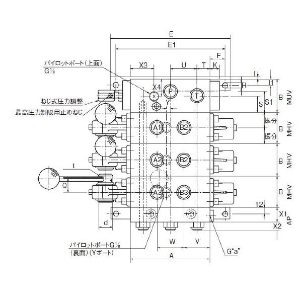 ダイキン工業（株） 手動比例切換弁 MHV 手動比例切換弁 MHV12KLFH3A25-H