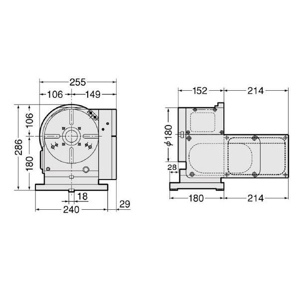 （株）日研工作所 背面モータ型CNC円テーブル CNC-B 背面モータ型ＣＮＣ円テーブル CNC180BFA-M