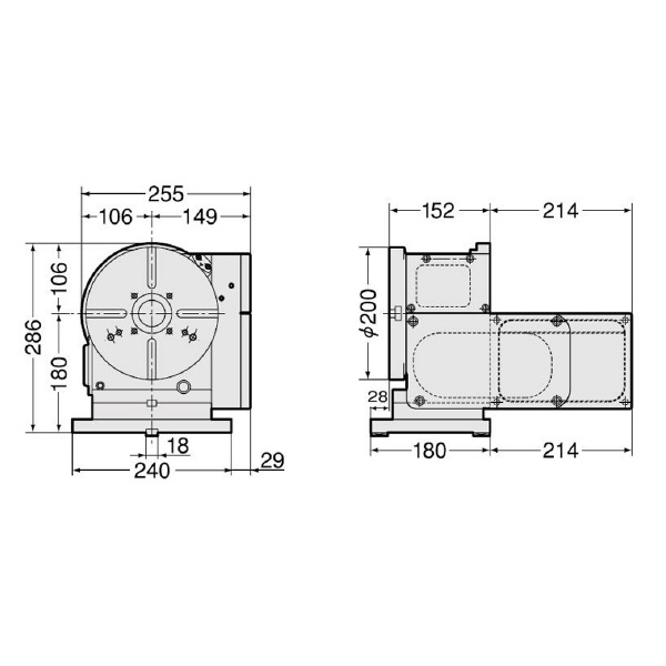 （株）日研工作所 背面モータ型CNC円テーブル CNC-B 背面モータ型ＣＮＣ円テーブル CNC202BFA-M