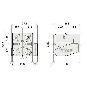 （株）日研工作所 背面モータ型CNC円テーブル CNC-B 背面モータ型ＣＮＣ円テーブル CNC260BFA