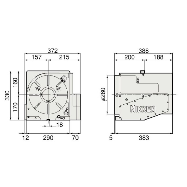 （株）日研工作所 背面モータ型CNC円テーブル CNC-B 背面モータ型ＣＮＣ円テーブル CNC260BMA
