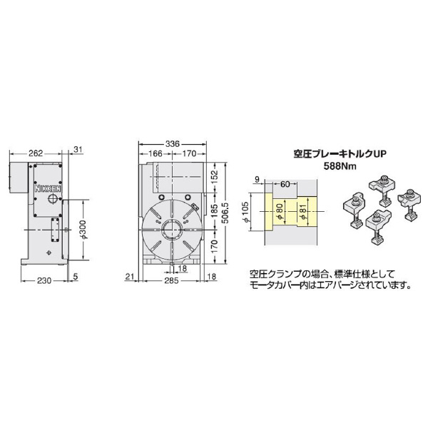 （株）日研工作所 上面モータ型CNC円テーブル CNC-T 上面モータ型ＣＮＣ円テーブル CNC302TZA