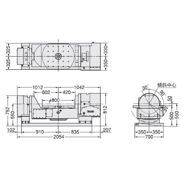 （株）日研工作所 大型傾斜CNC円テーブル 5AX 大型傾斜ＣＮＣ円テーブル 5AX-800WA21-1875