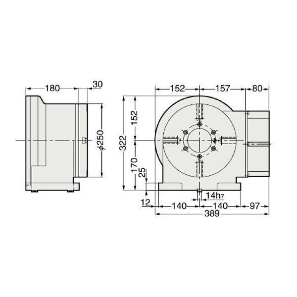 （株）日研工作所 DDモータ仕様 CNC円テーブル DD ＤＤモータ仕様　ＣＮＣ円テーブル DD250F-110