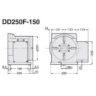 （株）日研工作所 DDモータ仕様 CNC円テーブル DD ＤＤモータ仕様　ＣＮＣ円テーブル DD250F-150