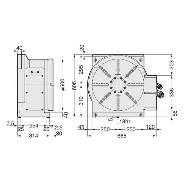 （株）日研工作所 DDモータ仕様 CNC円テーブル DD ＤＤモータ仕様　ＣＮＣ円テーブル DD500F-1000