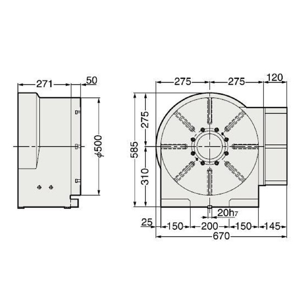 （株）日研工作所 DDモータ仕様 CNC円テーブル DD ＤＤモータ仕様　ＣＮＣ円テーブル DD500F-1500