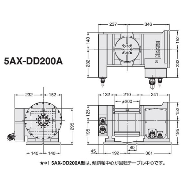 （株）日研工作所 DDモータ仕様 傾斜CNC円テーブル 5AX-DD ＤＤモータ仕様　傾斜ＣＮＣ円テーブル 5AX-DD200AF
