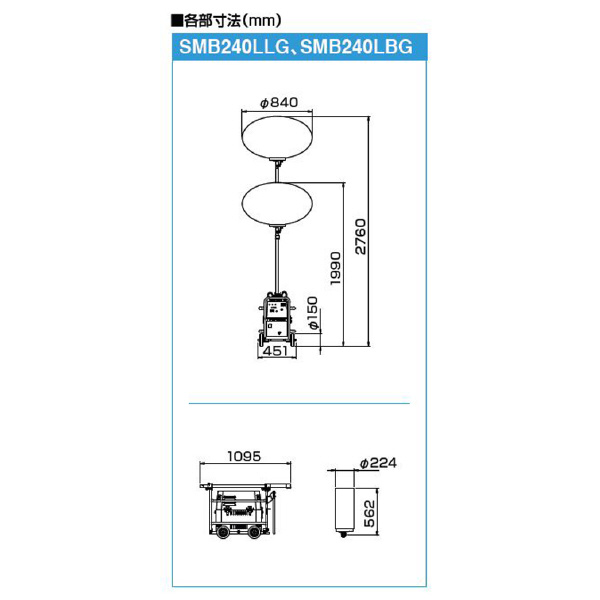 やまびこジャパン（株） LEDバルーンバッテリー投光機 SMB ＬＥＤバルーンバッテリー投光機 SMB240LLG-F