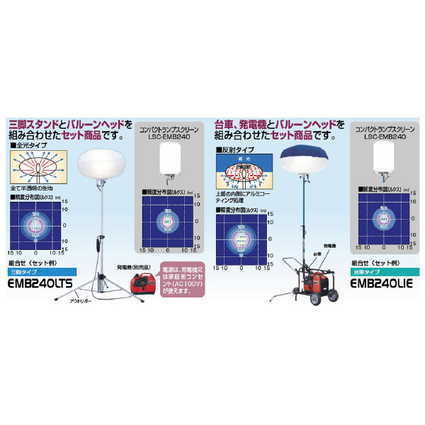 やまびこジャパン（株） LEDバルーン投光機(三脚スタンド式) EMB ＬＥＤバルーン投光機（三脚スタンド式） EMB240LTS-F