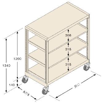 扶桑金属工業（株） 中量ラック キャスタモデル GSN-K 中量ラック　キャスタモデル GSN-K1215B4DC