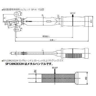 （株）東日製作所 トルクレンチ SP トルクレンチ SP120N2X32H-MH