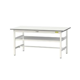 山金工業（株） ワークテーブル150シリーズ　固定式　中間棚板付　SUP ワークテーブル１５０シリーズ　固定式 SUP-1575F-WW