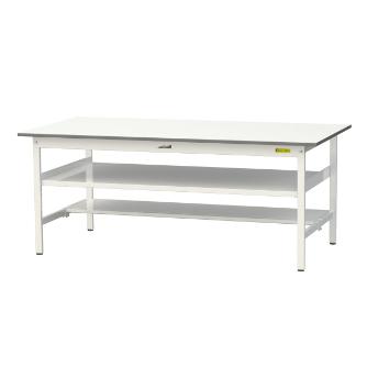 山金工業（株） ワークテーブル150シリーズ　固定式　中間棚板+半面棚板付　SUP ワークテーブル１５０シリーズ　固定式 SUP-1890TF-WW