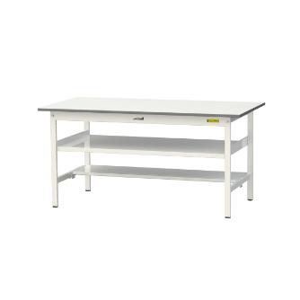 山金工業（株） ワークテーブル150シリーズ　固定式　中間棚板+半面棚板付　SUP ワークテーブル１５０シリーズ　固定式 SUP-1575TF-WW