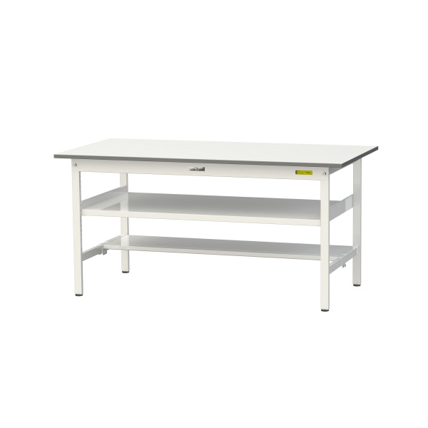 山金工業（株） ワークテーブル150シリーズ　固定式　中間棚板+半面棚板付　SUP ワークテーブル１５０シリーズ　固定式 SUP-1575TF-WW