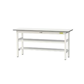山金工業（株） ワークテーブル150シリーズ　固定式　中間棚板+半面棚板付　SUP ワークテーブル１５０シリーズ　固定式 SUP-1545TF-WW