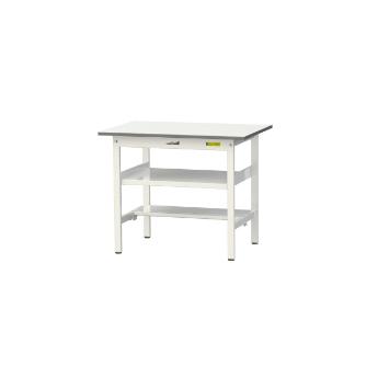 山金工業（株） ワークテーブル150シリーズ　固定式　中間棚板+半面棚板付　SUP ワークテーブル１５０シリーズ　固定式 SUP-960TF-WW