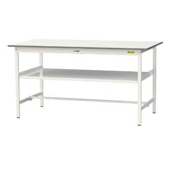 山金工業（株） ワークテーブル150シリーズ　固定式　中間棚板付　SUPH ワークテーブル１５０シリーズ　固定式 SUPH-1890F-WW