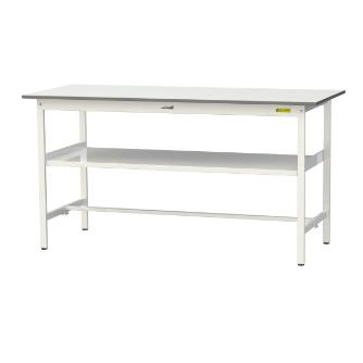 山金工業（株） ワークテーブル150シリーズ　固定式　中間棚板付　SUPH ワークテーブル１５０シリーズ　固定式 SUPH-1875F-WW