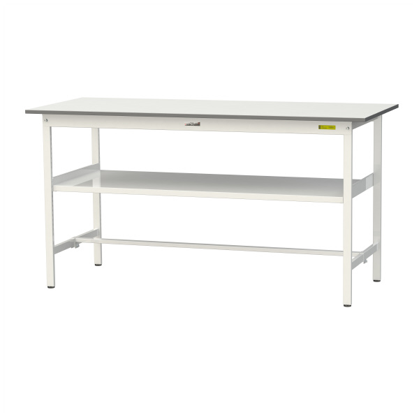 山金工業（株） ワークテーブル150シリーズ　固定式　中間棚板付　SUPH ワークテーブル１５０シリーズ　固定式 SUPH-1875F-WW