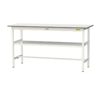 山金工業（株） ワークテーブル150シリーズ　固定式　中間棚板付　SUPH ワークテーブル１５０シリーズ　固定式 SUPH-1860F-WW
