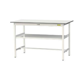 山金工業（株） ワークテーブル150シリーズ　固定式　中間棚板付　SUPH ワークテーブル１５０シリーズ　固定式 SUPH-1575F-WW