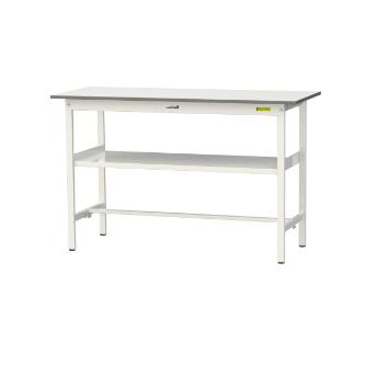 山金工業（株） ワークテーブル150シリーズ　固定式　中間棚板付　SUPH ワークテーブル１５０シリーズ　固定式 SUPH-1560F-WW