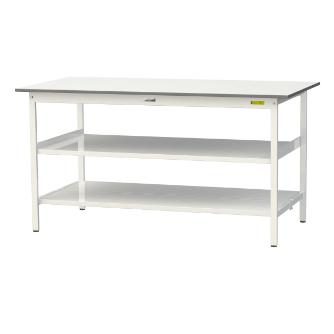 山金工業（株） ワークテーブル150シリーズ　固定式　中間棚板+全面棚板付　SUPH ワークテーブル１５０シリーズ　固定式 SUPH-1890TTF-WW