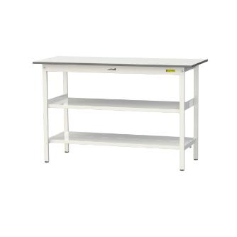 山金工業（株） ワークテーブル150シリーズ　固定式　中間棚板+全面棚板付　SUPH ワークテーブル１５０シリーズ　固定式 SUPH-1560TTF-WW