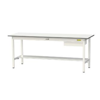 山金工業（株） ワークテーブル150シリーズ　固定式　キャビネット+半面棚板付　SUP ワークテーブル１５０シリーズ　固定式 SUP-1860UT-WW