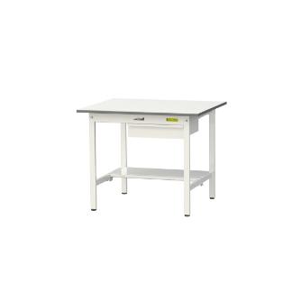 山金工業（株） ワークテーブル150シリーズ　固定式　キャビネット+半面棚板付　SUP ワークテーブル１５０シリーズ　固定式 SUP-975UT-WW