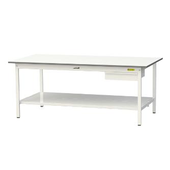 山金工業（株） ワークテーブル150シリーズ　固定式　キャビネット+全面棚板付　SUP ワークテーブル１５０シリーズ　固定式 SUP-1890UTT-WW