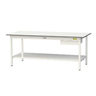 山金工業（株） ワークテーブル150シリーズ　固定式　キャビネット+全面棚板付　SUP ワークテーブル１５０シリーズ　固定式 SUP-1875UTT-WW