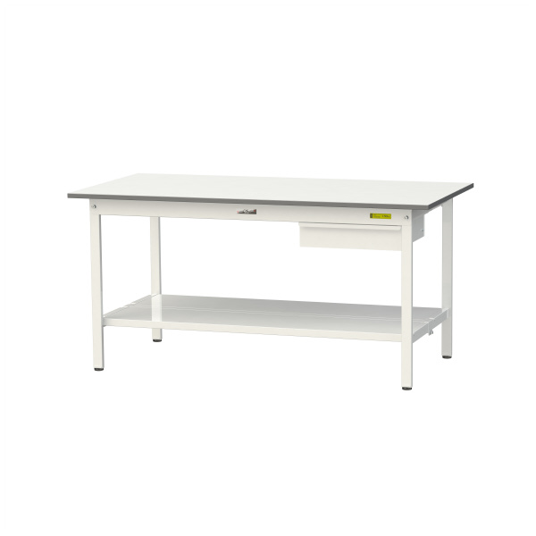 山金工業（株） ワークテーブル150シリーズ　固定式　キャビネット+全面棚板付　SUP ワークテーブル１５０シリーズ　固定式 SUP-1575UTT-WW