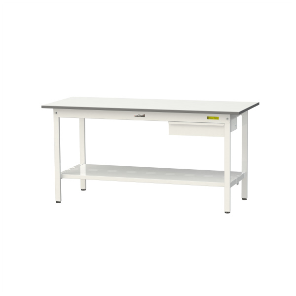 山金工業（株） ワークテーブル150シリーズ　固定式　キャビネット+全面棚板付　SUP ワークテーブル１５０シリーズ　固定式 SUP-1560UTT-WW