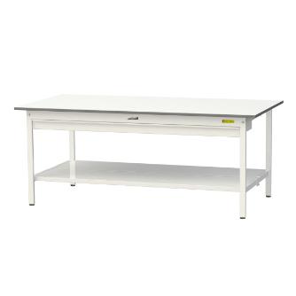 山金工業（株） ワークテーブル150シリーズ　固定式　ワイド引出し+全面棚板付　SUP ワークテーブル１５０シリーズ　固定式 SUP-1890WTT-WW