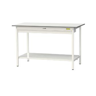 山金工業（株） ワークテーブル150シリーズ　固定式　ワイド引出し+全面棚板付　SUPH ワークテーブル１５０シリーズ　固定式 SUPH-1575WTT-WW