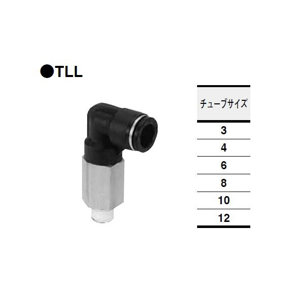 （株）コガネイ クイック継手ミニ ロングエルボ TLL クイック継手ミニ　ロングエルボ TLL4-M3M (10ｺｲﾘ)