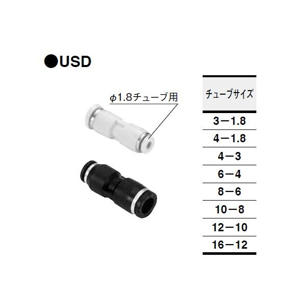 （株）コガネイ クイック継手ミニ 違径ユニオン 禁油 USD6-4M-D (10コイリ) クイック継手ミニ　違径ユニオン　禁油 USD6-4M-D (10ｺｲﾘ)