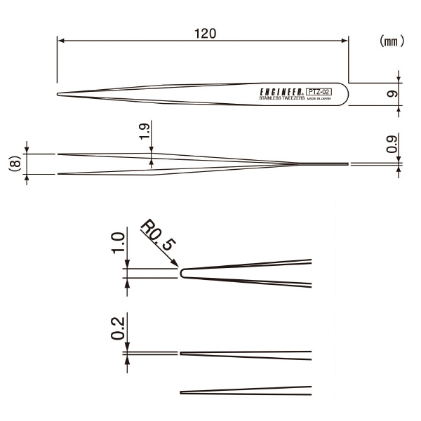 （株）エンジニア 精密ピンセット PTZ-02 精密ピンセット PTZ-02