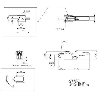 大阪角田興業（株） フック型トグルクランプ FA フック型トグルクランプ NO.FA110RK