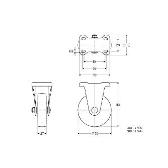 （株）ナンシン 微音キャスター SKC 微音キャスター SKC-75NRC