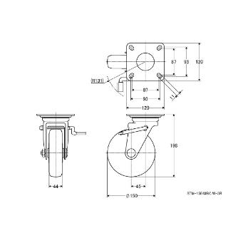 （株）ナンシン 産業用キャスター STM 産業用キャスター STM-150MBC W-3R
