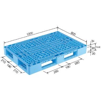 三甲（株） パレット(片面使用型) パレット（片面使用型） 808855-00 D4-812 ﾗｲﾄﾌﾞﾙｰ