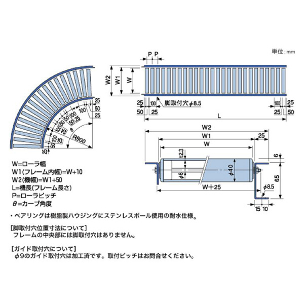 オークラ輸送機（株） 樹脂ローラー単体 BRA 樹脂ローラー単体 BRA490