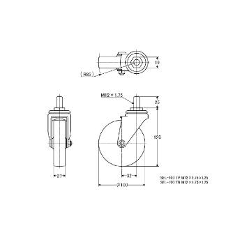 （株）ナンシン 一般キャスター SEL 一般キャスター SEL-100TB M12XP1.75X25