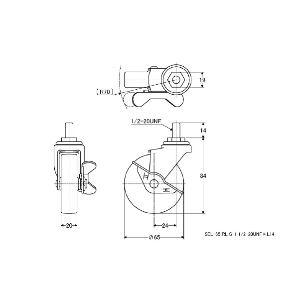 （株）ナンシン 一般キャスター SEL 一般キャスター SEL-65RL S-1 1/2X14