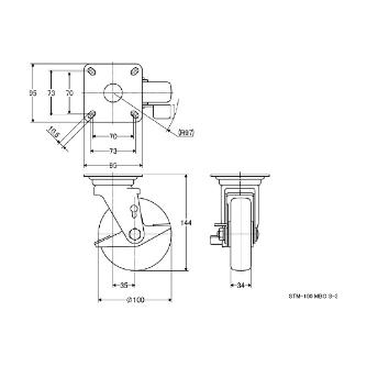 （株）ナンシン 産業用キャスター STM 産業用キャスター STM-100MBC S-3