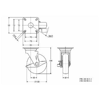 （株）ナンシン 産業用キャスター STM 産業用キャスター STM-100PH S-3